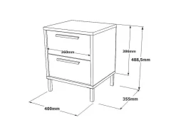 Mesa De Cabeceira Com 2 Gavetas E Pés De Metal - Venprodin - Feltro 35 Cm - Preto