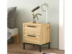 Mesa De Cabeceira Com 2 Gavetas E Pés De Metal - Venprodin - Feltro 35 Cm - Preto