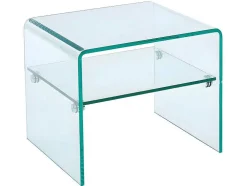 Mesa De Cabeceira Com 1 Nicho Em Vidro Temperado - Stileos