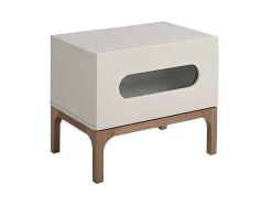 Mesa De Cabeceira Em Madeira De Nogueira E Cinzento Com Iluminação Interior 7144