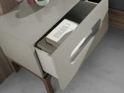 Mesa De Cabeceira Em Madeira De Nogueira E Cinzento Com Iluminação Interior 7144