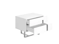 Mesa De Cabeceira Em Mdf Lacado Branco Brilhante Com Duas Gavetas 7003