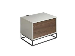 Mesa De Cabeceira Em Mdf Lacado Em Cinza Perola Brilhante, Estrutura 7004