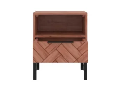 Mesa De Cabeceira 1 Gaveta E 1 Nicho, Madeira De Acacia E Metal, Natural E Preto - Vedila