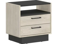 Mesa De Cabeceira 2 Gavetas E 1 Nicho Cor Natural E Antracite - Leandre