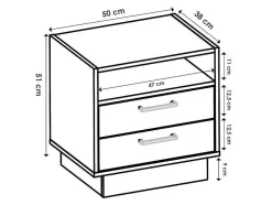 Mesa De Cabeceira 2 Gavetas E 1 Nicho Cor Natural E Branco - Leandre