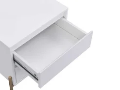 Mesa De Cabeceira 2 Gavetas Mdf E Metal Lacado A Branco E Dourado - Korasa