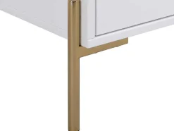 Mesa De Cabeceira 2 Gavetas Mdf E Metal Lacado A Branco E Dourado - Korasa