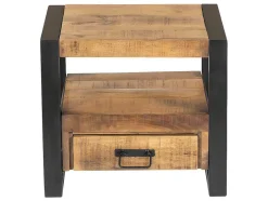 Mesa De Cabeceira Harlem - 1 Gaveta E 1 Nicho - Madeira De Mangueira E Metal
