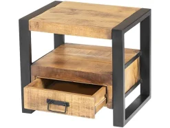 Mesa De Cabeceira Harlem - 1 Gaveta E 1 Nicho - Madeira De Mangueira E Metal