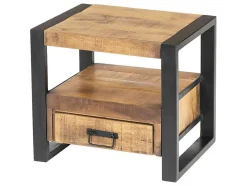 Mesa De Cabeceira Harlem - 1 Gaveta E 1 Nicho - Madeira De Mangueira E Metal