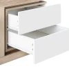 Mesa De Cabeceira Lado Esquerdo Com 2 Gavetas, Com Leds, Lacado A Branco E Natural - Flarancia