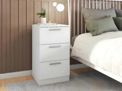 Mesa De Cabeceira Solar 3 Gavetas (Branco)