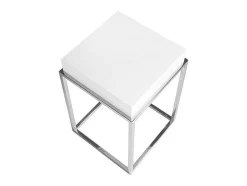 Mesa De Canto Com Tampo Em Mdf Lacado Em Branco Brilho Sobre Estrutura Em Aco Inoxidavel, 2041