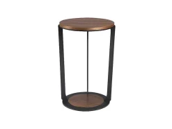Mesa De Canto Em Nogueira E Aco Preto 2116