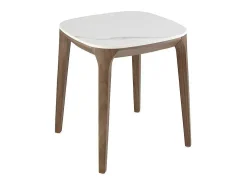 Mesa De Canto Quadrada Em Marmore De Porcelana E Nogueira 2133