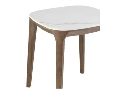 Mesa De Canto Quadrada Em Marmore De Porcelana E Nogueira 2133