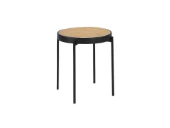 Mesa De Canto Redonda Em Rattan E Aco Preto 2109