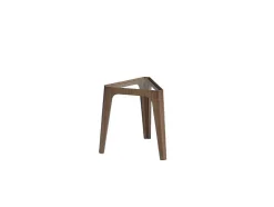 Mesa De Canto Triangular Em Vidro E Madeira De Nogueira 2107