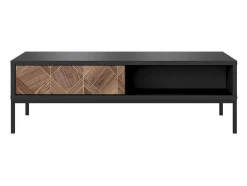 Mesa De Centro Com 2 Gavetas E 2 Nichos Preto E Natural Escuro - Mialine