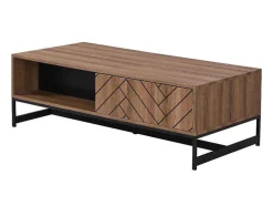 Mesa De Centro Com 2 Gavetas E 2 Nichos Em Mdf Cor Natural E Preto - Caratana