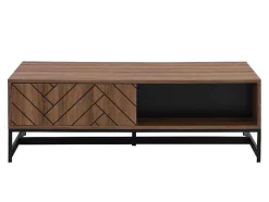 Mesa De Centro Com 2 Gavetas E 2 Nichos Em Mdf Cor Natural E Preto - Caratana