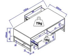 Mesa De Centro Com 2 Gavetas E 2 Nichos Em Mdf Cor Natural E Preto - Caratana