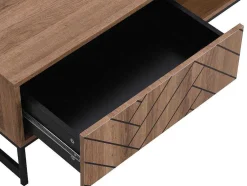 Mesa De Centro Com 2 Gavetas E 2 Nichos Em Mdf Cor Natural E Preto - Caratana