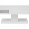 Mesa De Centro Com Tampo Giratorio, 2 Gavetas E 2 Nichos Mdf Lacado A Branco - Ilya