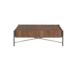 Mesa De Centro Em Nogueira E Aco 2121