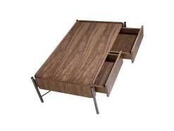 Mesa De Centro Em Nogueira E Aco 2121