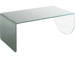 Mesa De Centro Em Vidro Temperado Transparente E Verde - Kinami