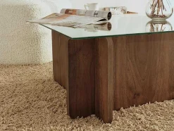 Mesa De Centro Em Vidro Temperado Natural E Transparente - Azra