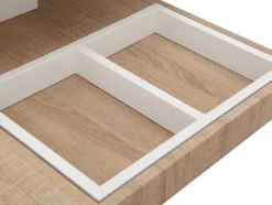 Mesa De Centro Fausto - Tampo Giratorio - Mdf Lacado Branco E Carvalho