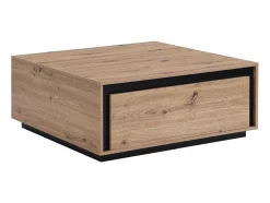 Mesa De Centro 2 Gavetas Em Mdf Cor Natural E Preto - Nalamane
