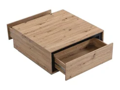 Mesa De Centro 2 Gavetas Em Mdf Cor Natural E Preto - Nalamane