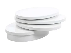 Mesa De Centro Giratoria Oval - Mdf Lacado - Branco - Circus