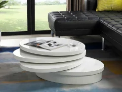 Mesa De Centro Giratoria Oval - Mdf Lacado - Branco - Circus