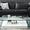 Mesa De Centro Glossie - Vidro Curvado E Mdf Lacado Branco