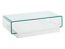 Mesa De Centro Glossie - Vidro Curvado E Mdf Lacado Branco