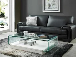 Mesa De Centro Glossie - Vidro Curvado E Mdf Lacado Branco