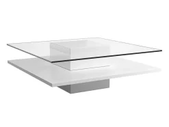 Mesa De Centro Isania - Vidro Temperado & Mdf Branco