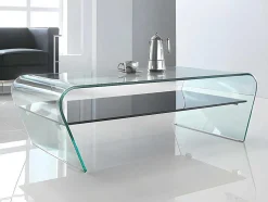 Mesa De Centro Kelly - Vidro Temperado - Mesinha Preta Lacada