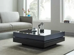 Mesa De Centro Lyess - Mdf Lacado Preto - Leds