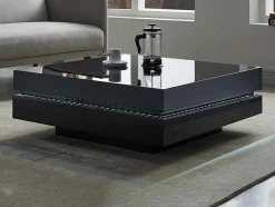 Mesa De Centro Lyess - Mdf Lacado Preto - Leds
