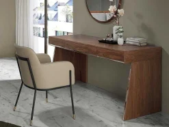 Mesa De Escritório Em Madeira De Nogueira E Aco Preto 3217