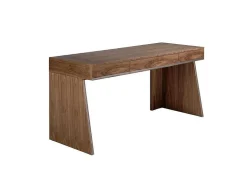 Mesa De Escritório Em Madeira De Nogueira E Aco Preto 3217