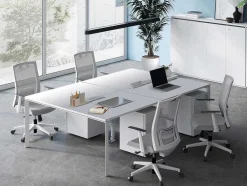 Mesa De Escritório 4 Péssoas Branco C120 Cm - Downtown