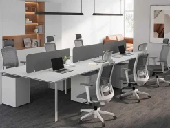 Mesa De Escritório 6 Péssoas Branco C140 Cm Com Separadores - Downtown