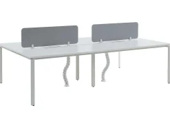 Mesa De Escritório 4 Péssoas Branco C140 Cm, Com Separador - Downtown